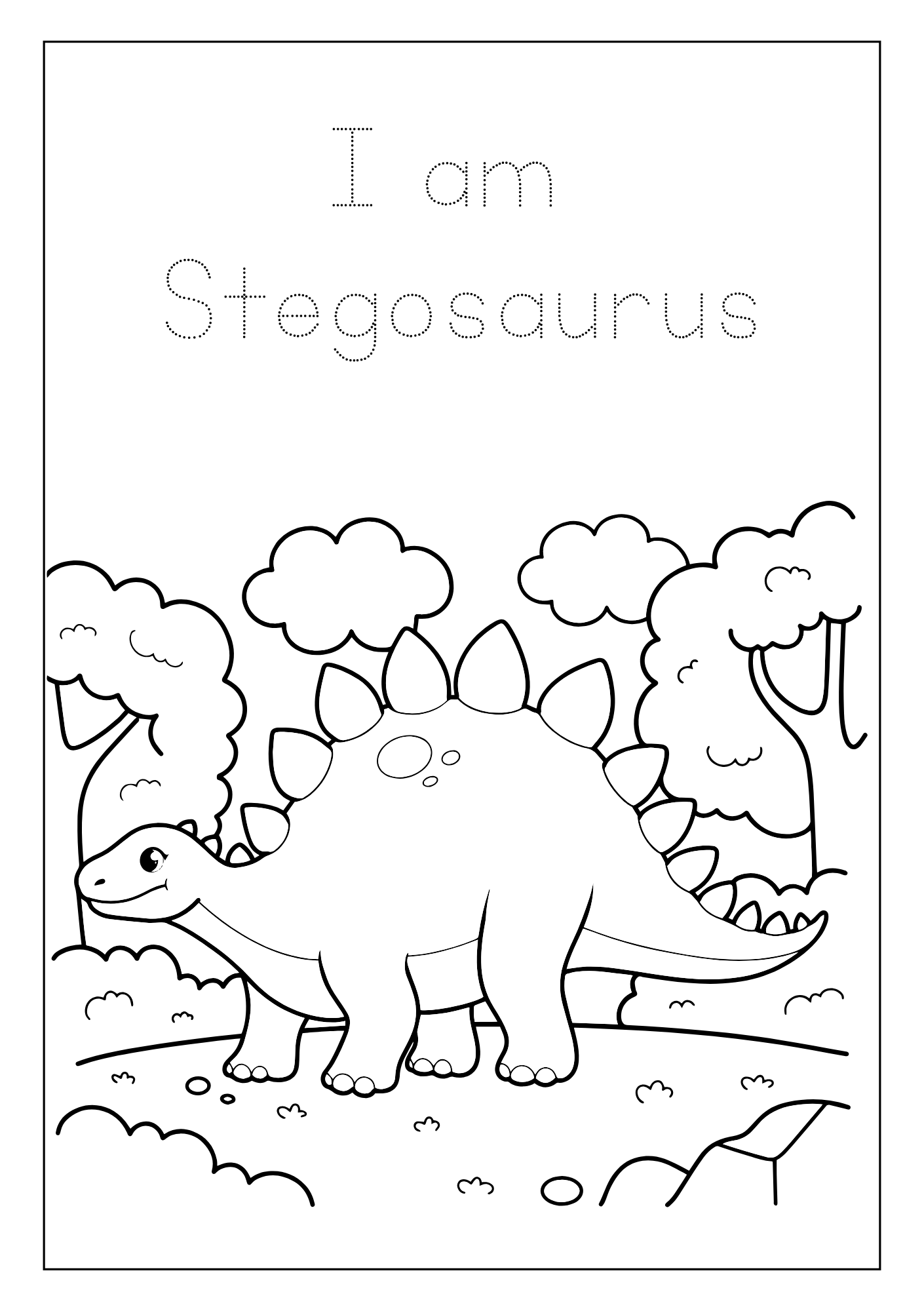 Printable Dinosaur Coloring Book: for Kids Ages 3-8, Prehistoric Dino Colouring for Boys & Girls