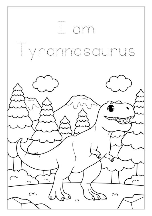 Printable Dinosaur Coloring Book: for Kids Ages 3-8, Prehistoric Dino Colouring for Boys & Girls