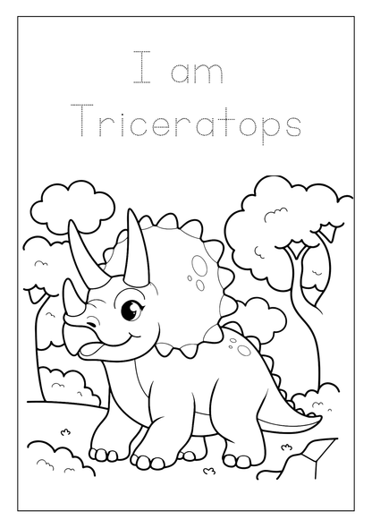 Printable Dinosaur Coloring Book: for Kids Ages 3-8, Prehistoric Dino Colouring for Boys & Girls