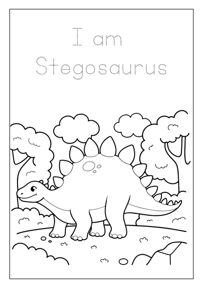 Printable Dinosaur Coloring Book: for Kids Ages 3-8, Prehistoric Dino Colouring for Boys & Girls