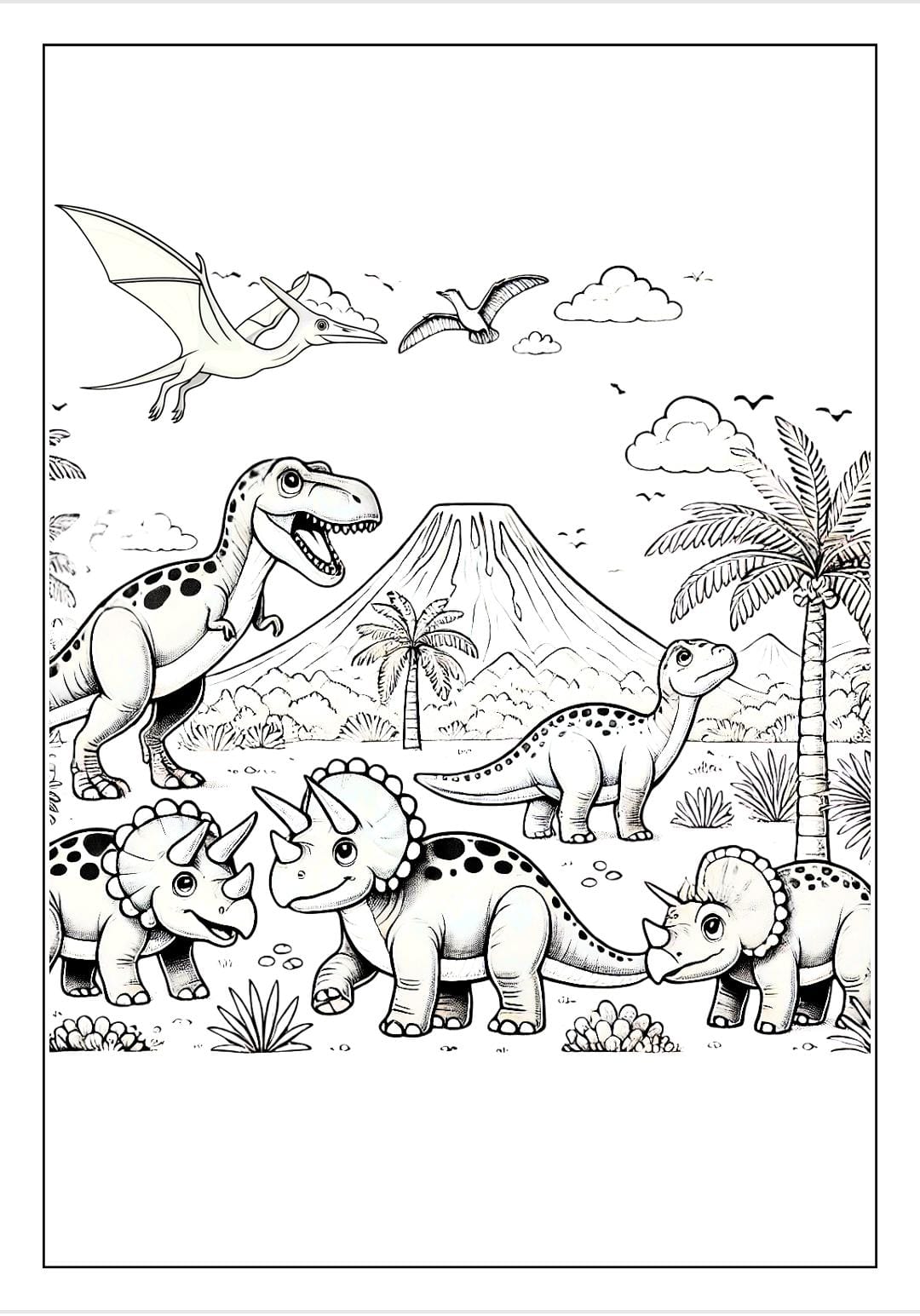 Printable Dinosaur Coloring Book: for Kids Ages 3-8, Prehistoric Dino Colouring for Boys & Girls