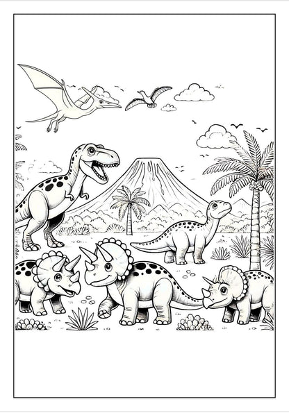 Printable Dinosaur Coloring Book: for Kids Ages 3-8, Prehistoric Dino Colouring for Boys & Girls
