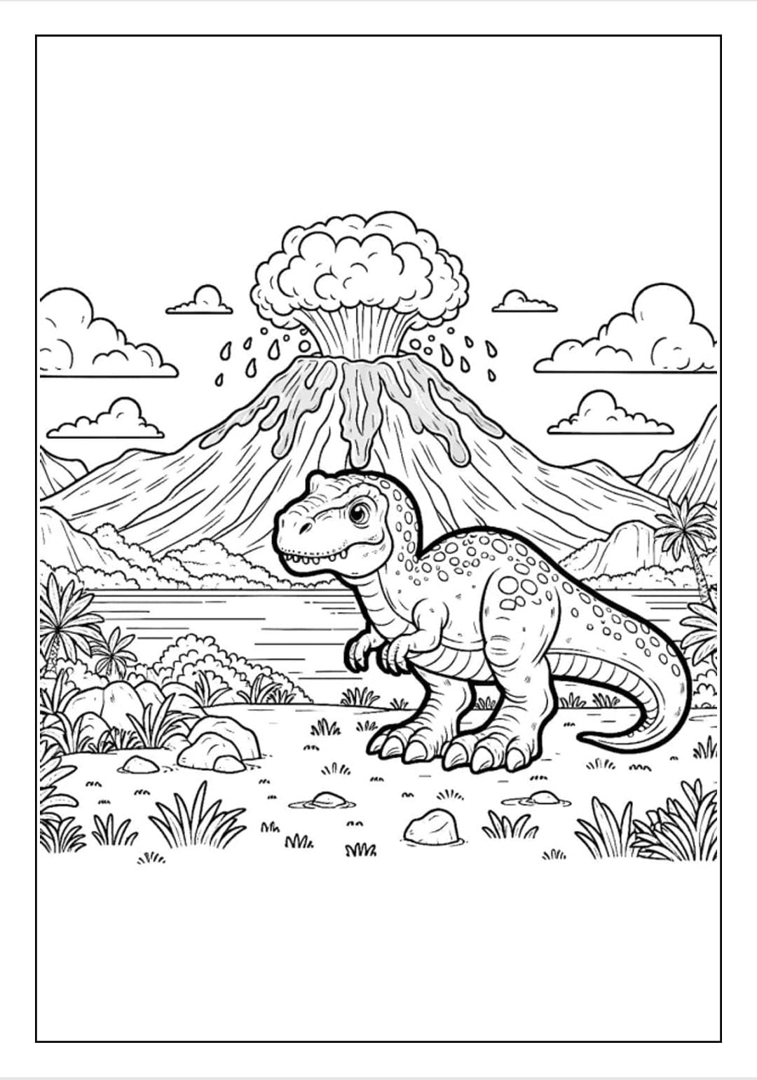 Printable Dinosaur Coloring Book: for Kids Ages 3-8, Prehistoric Dino Colouring for Boys & Girls