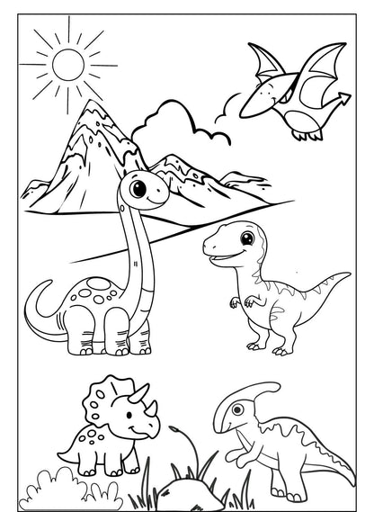 Printable Dinosaur Coloring Book: for Kids Ages 3-8, Prehistoric Dino Colouring for Boys & Girls