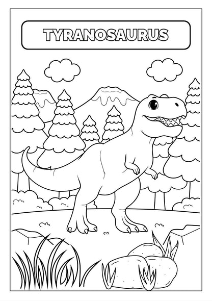 Printable Dinosaur Coloring Book: for Kids Ages 3-8, Prehistoric Dino Colouring for Boys & Girls
